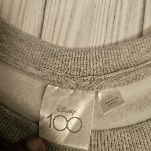 Disney 100‎ Mickey Mouse Sweatshirt Womens Large All-Over Print Gray Crewneck - Picture 2 of 7